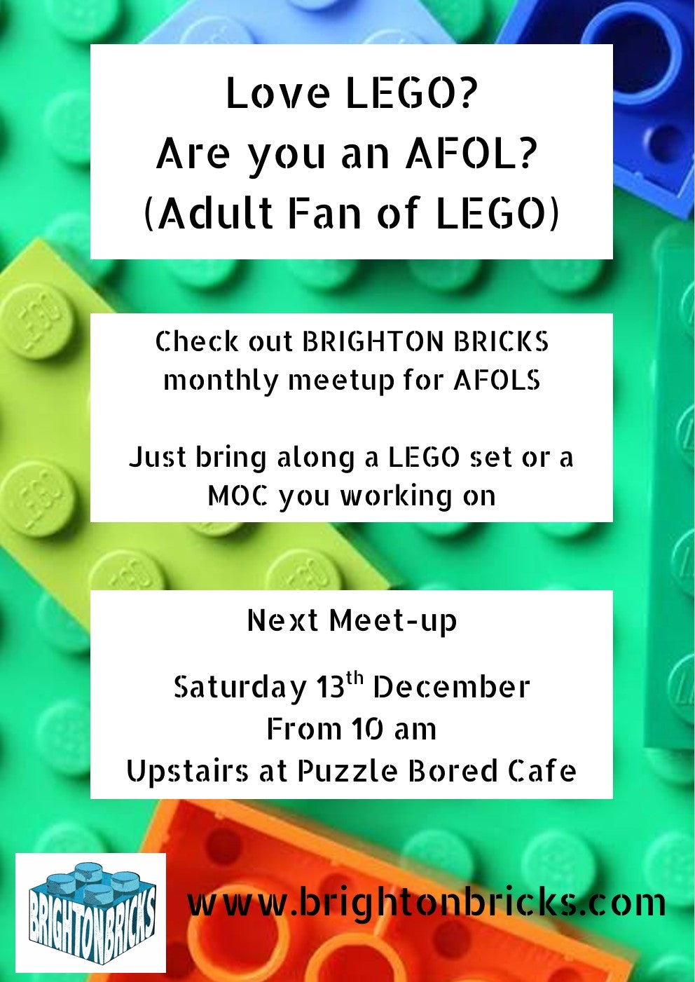 Brighton Bricks 'Adult Fans of Lego' Meet Up - Saturday 13th December at 10am