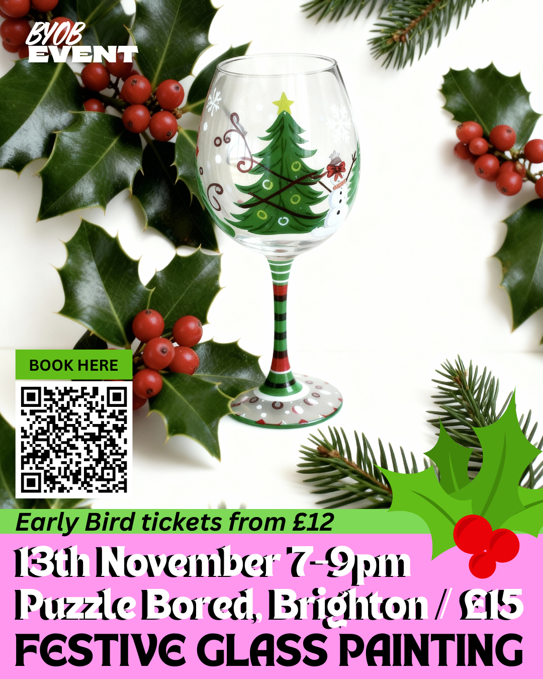 Festive Glass Painting Workshop - Thursday 13th November at 7pm