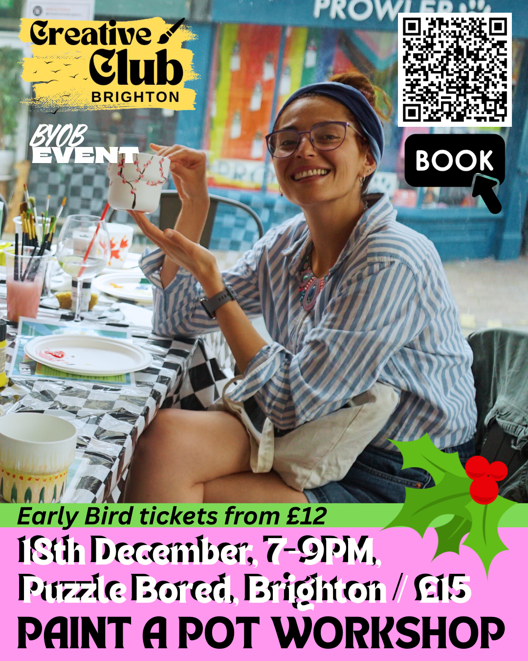 Paint a Christmas Pot Workshop - Thursday 18th December 7pm - 9pm