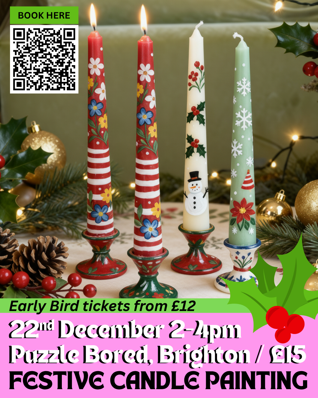 Festive Candle Painting Workshop - Monday 22nd December at 2pm