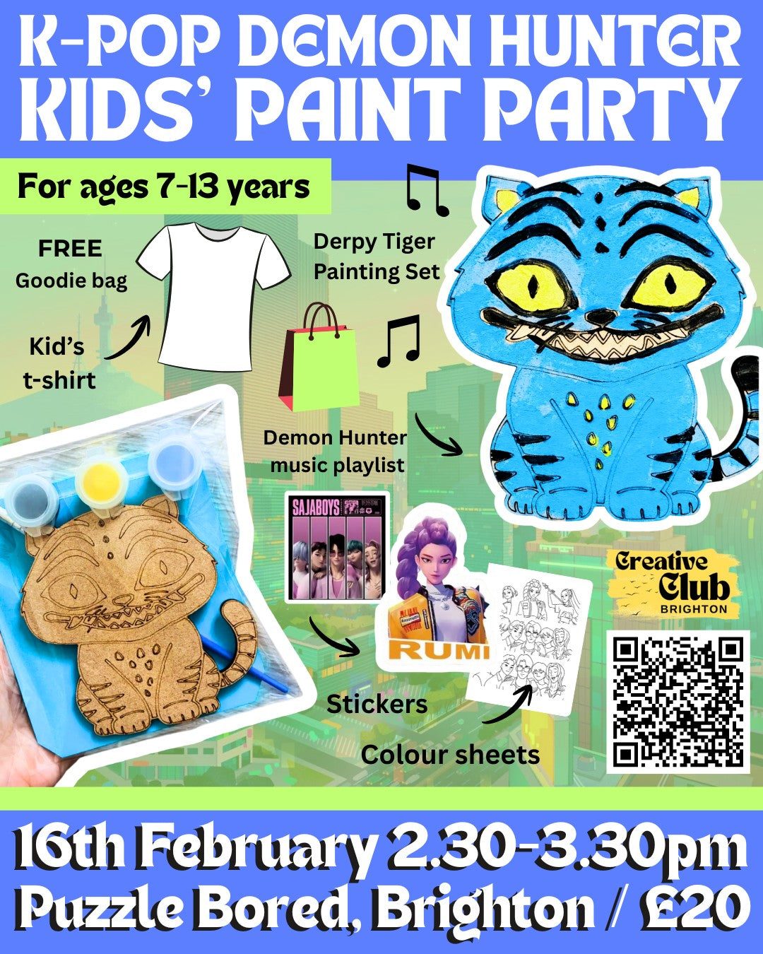 K-Pop Demon Hunter Kids Paint Party - Monday 16th February at 2.30pm