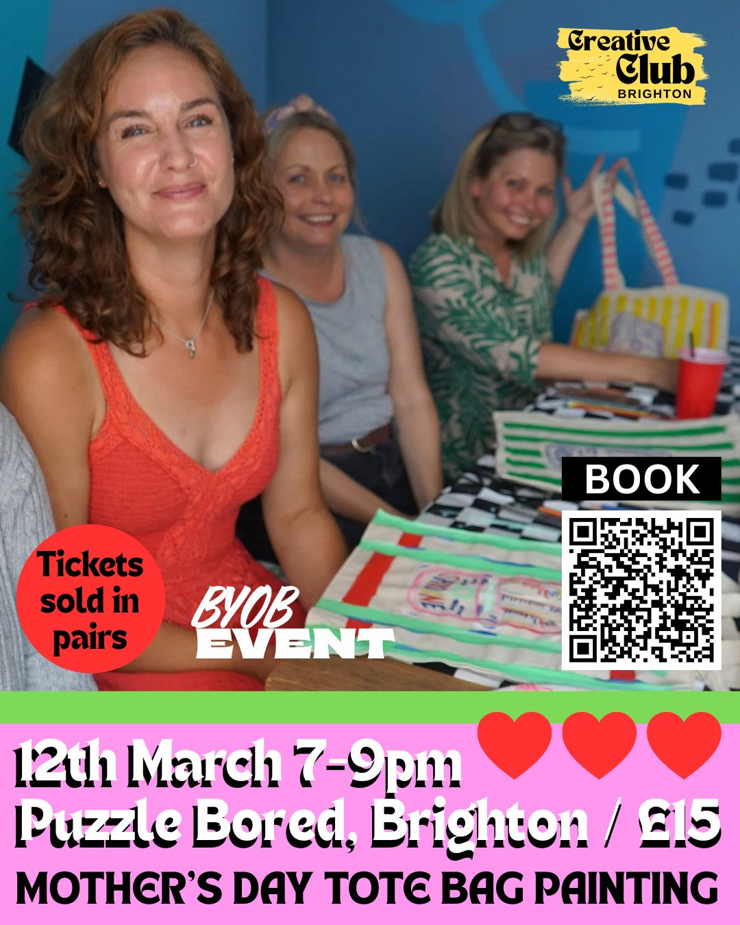 Mother & Daughter Tote Bag Painting Workshop - Thursday 12th March at 7pm