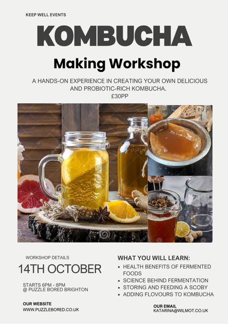 Kombucha Making Workshop - 14th October @ 6pm