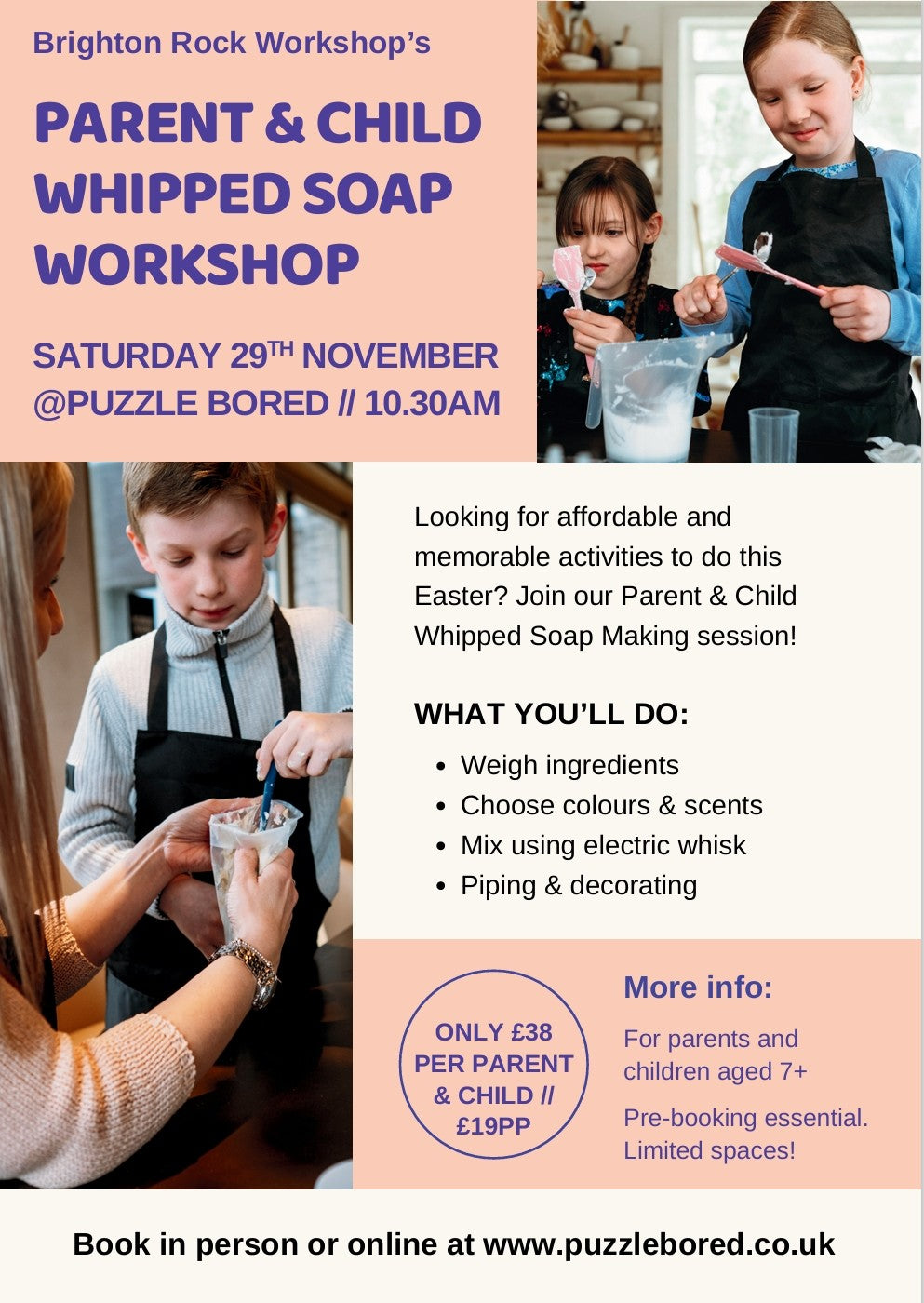 Parent & Child Whipped Soap Making Workshop - Sat 29th November @ 10.30am
